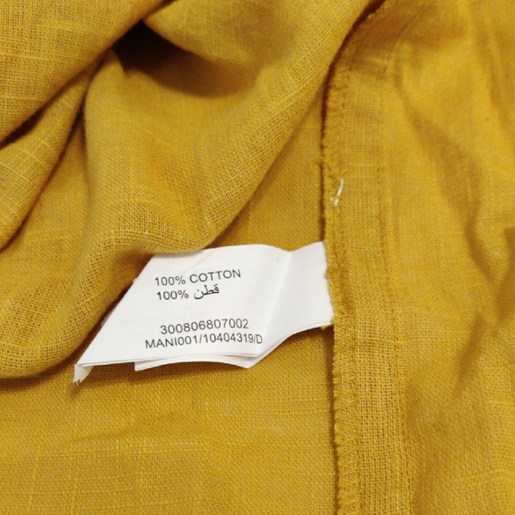 Bombay Paisley. Mustard Color 3/4 Sleeve Dress With Floral Embroidery - Picture 6 of 11